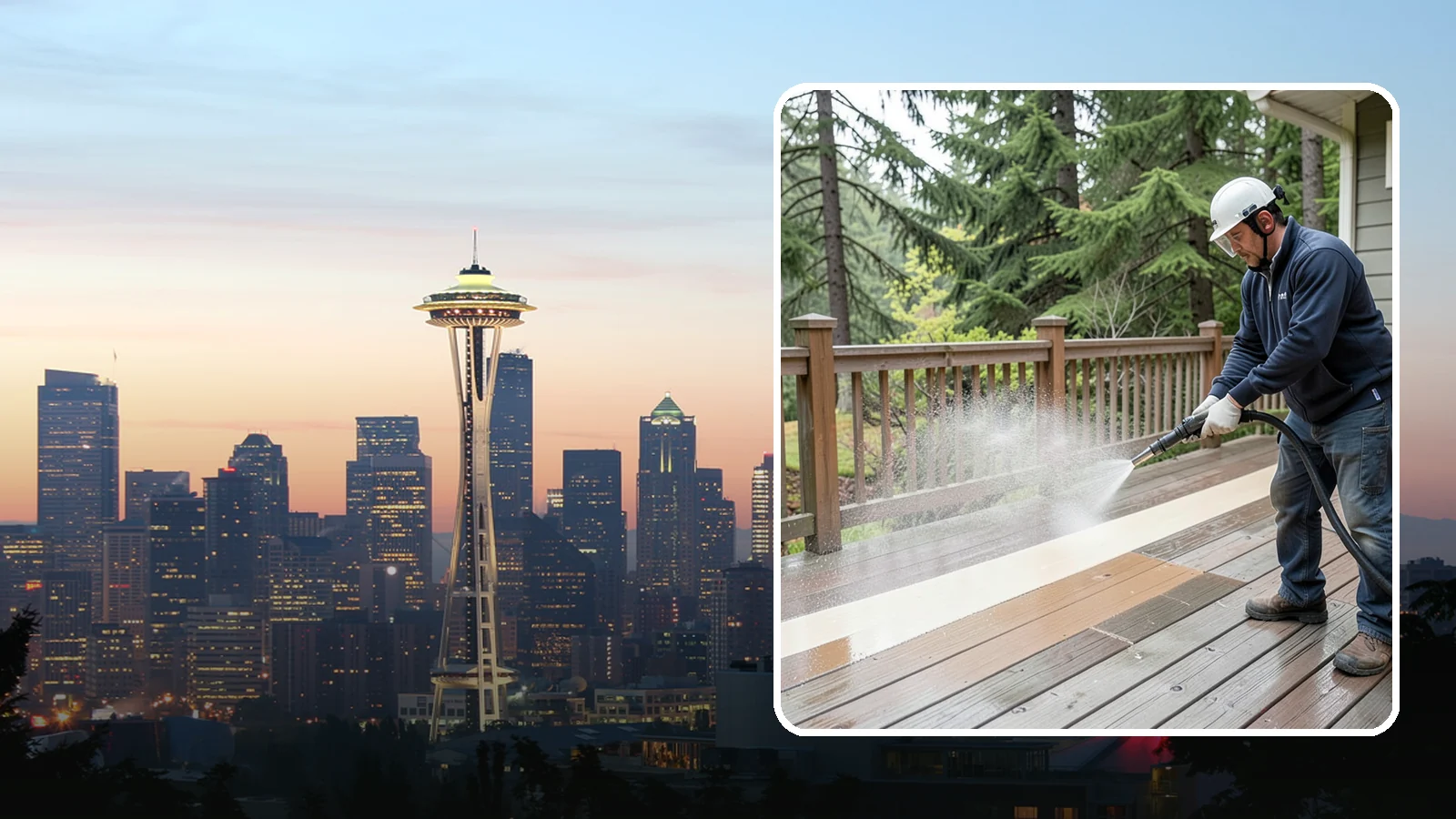 Deck Brightening in Seattle, King County, WA - Apply a wood brightener that neutralizes cleaned decks and restores a bright, even PNW-ready tone.