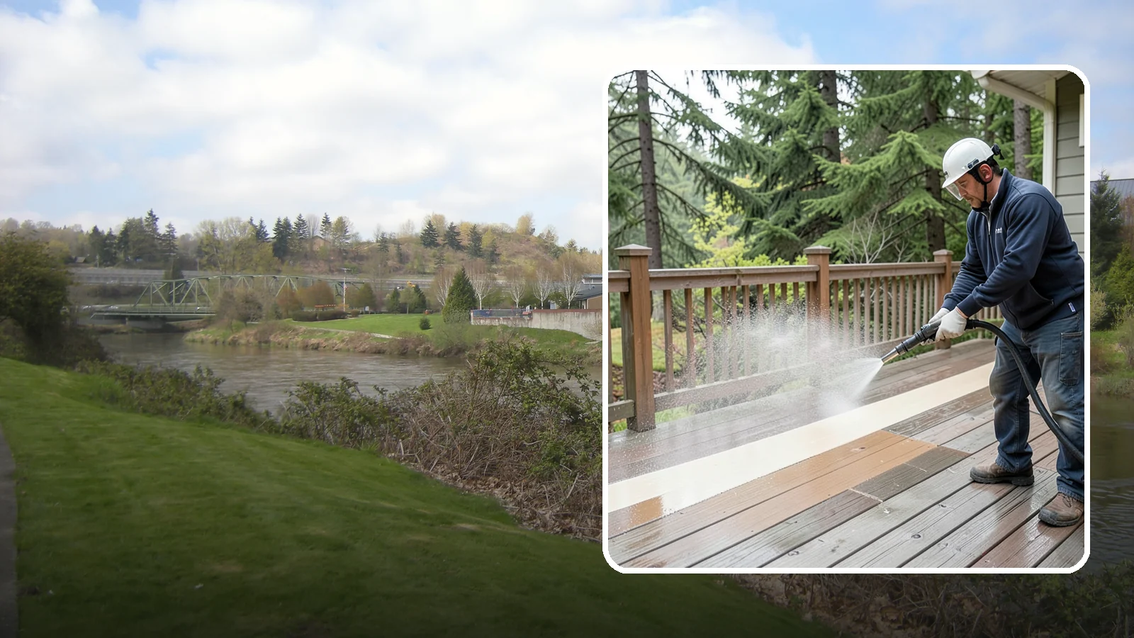 Deck Brightening in Tukwila, King County, WA - Apply a wood brightener that neutralizes cleaned decks and restores a bright, even PNW-ready tone.