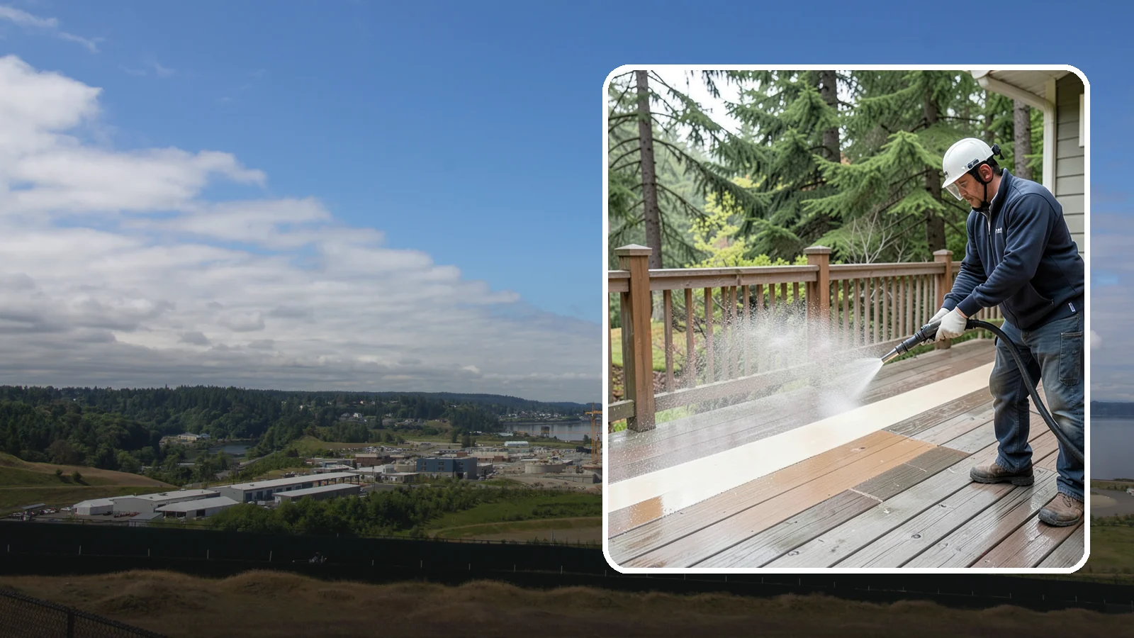 Deck Brightening in University Place, Pierce County, WA - Apply a wood brightener that neutralizes cleaned decks and restores a bright, even PNW-ready tone.