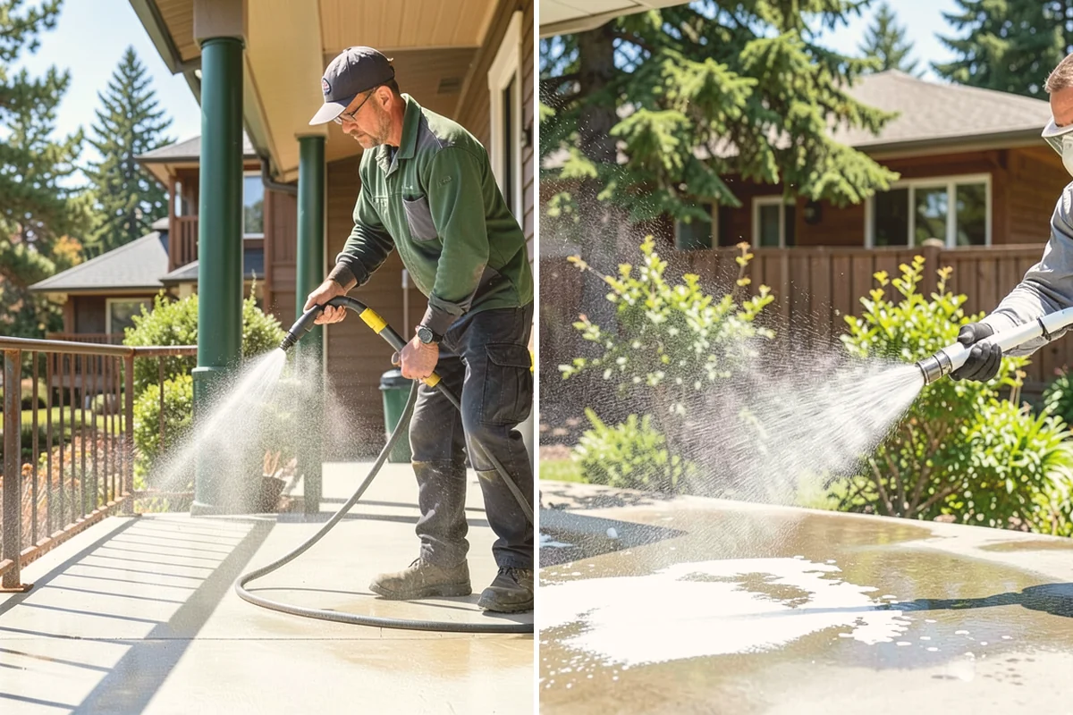 Deck Maintenance Cleaning in Algona, King County, WA - Clear the deck and rinse loose debris