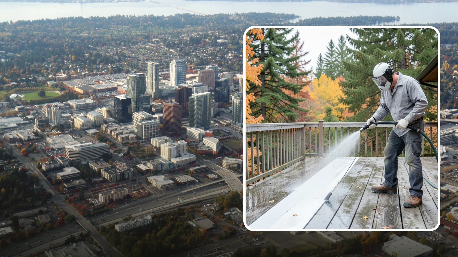 Deck Maintenance Cleaning in Bellevue, King County, WA - Keep a finished deck on a regular soft-wash schedule to hold off Northwest growth year over year.