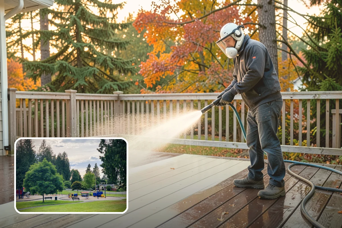 Deck Maintenance Cleaning in Bonney Lake, Pierce County, WA - Keeps light growth and grime in check