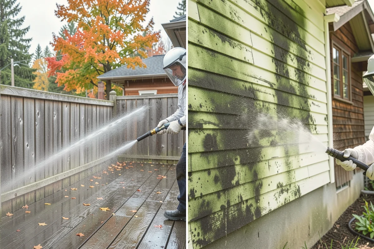 Deck Maintenance Cleaning in Bothell, King County, WA - Clear the deck and rinse loose debris
