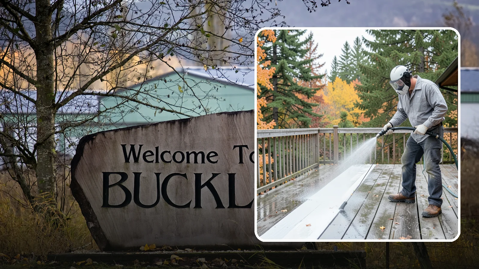 Deck Maintenance Cleaning in Buckley, Pierce County, WA - Keep a finished deck on a regular soft-wash schedule to hold off Northwest growth year over year.
