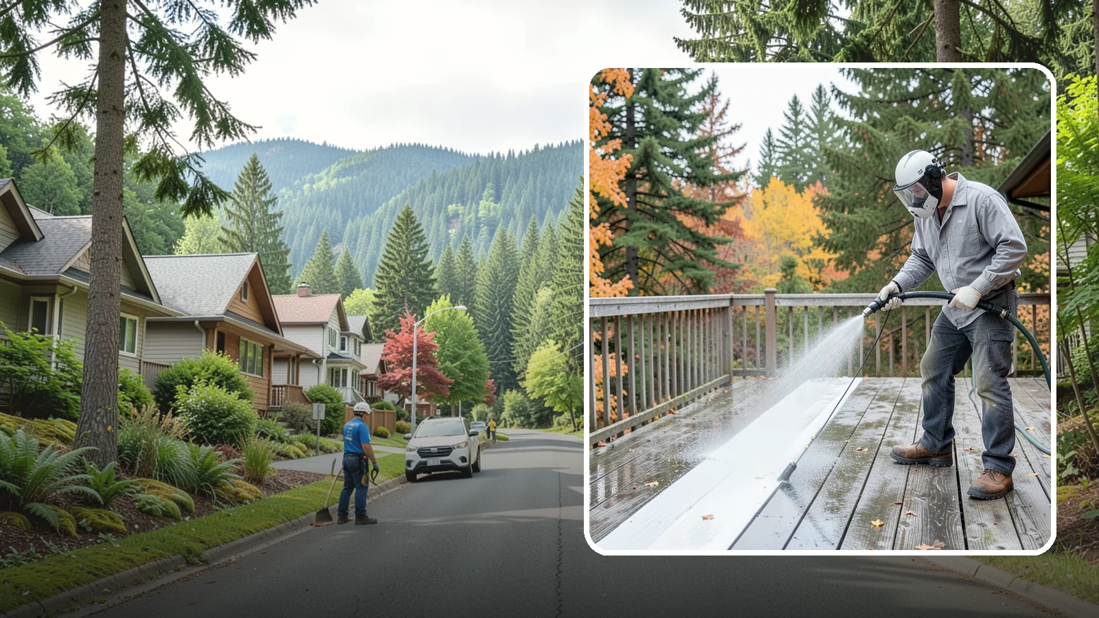 Deck Maintenance Cleaning in Darrington, Snohomish County, WA - Keep a finished deck on a regular soft-wash schedule to hold off Northwest growth year over year.