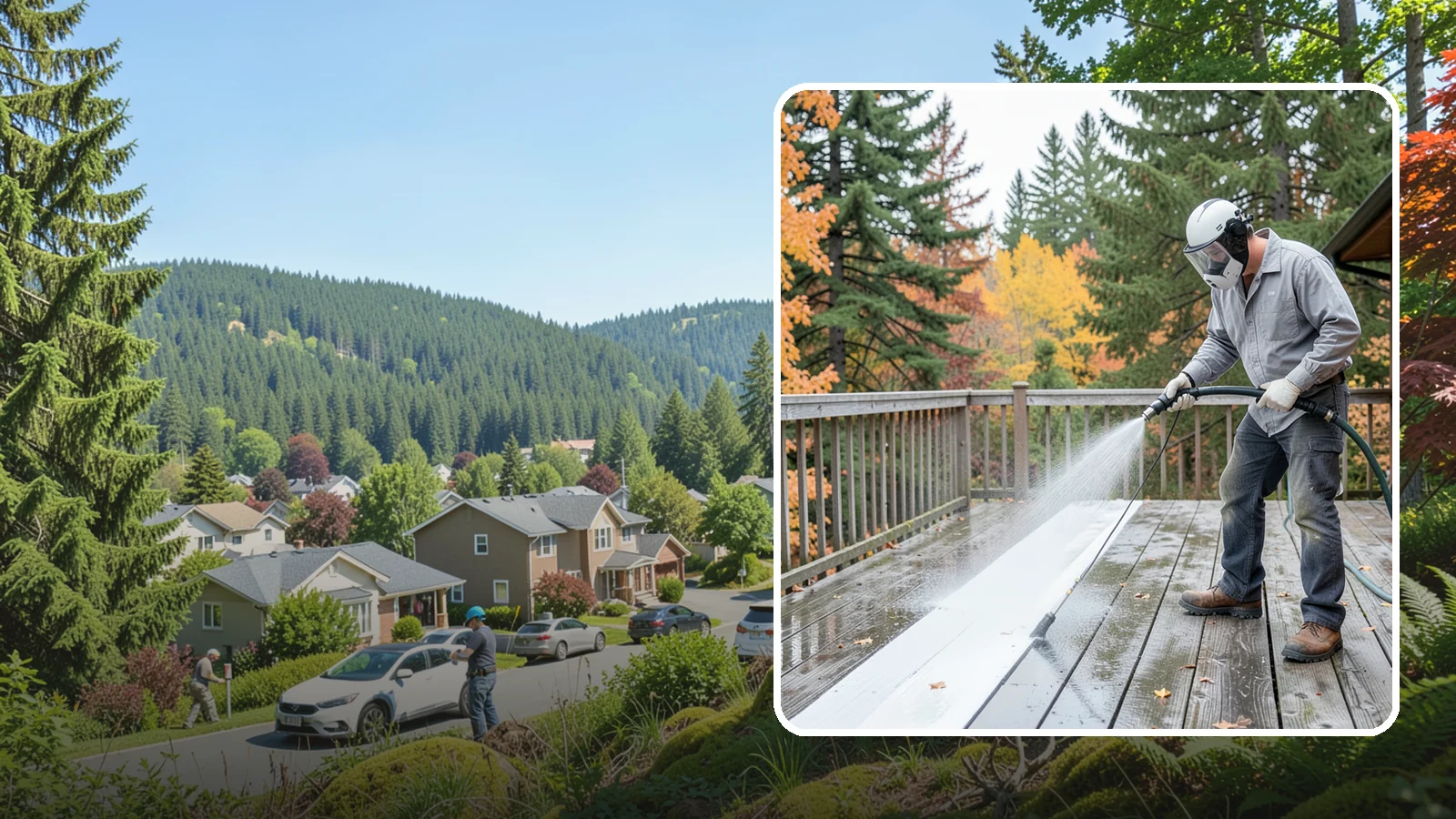 Deck Maintenance Cleaning in Index, Snohomish County, WA - Keep a finished deck on a regular soft-wash schedule to hold off Northwest growth year over year.