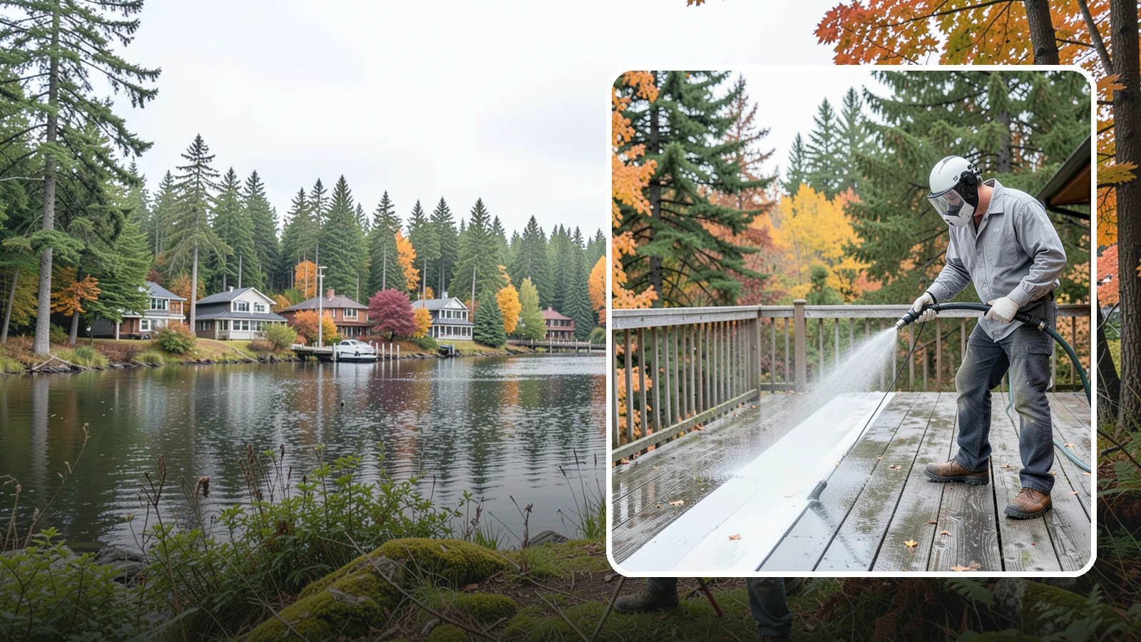 Deck Maintenance Cleaning in La Conner, Skagit County, WA - Keep a finished deck on a regular soft-wash schedule to hold off Northwest growth year over year.
