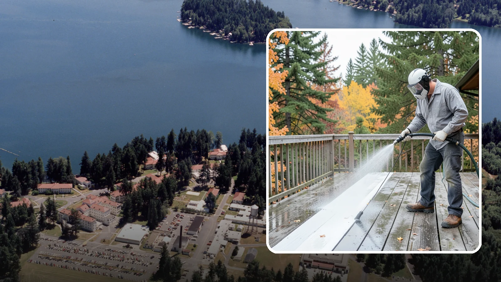 Deck Maintenance Cleaning in Lakewood, Pierce County, WA - Keep a finished deck on a regular soft-wash schedule to hold off Northwest growth year over year.
