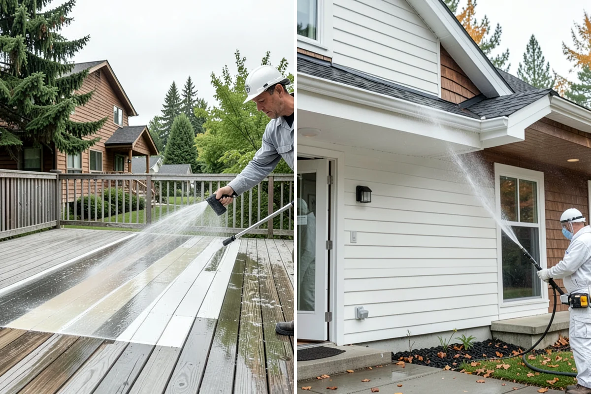 Deck Maintenance Cleaning in Lakewood, Pierce County, WA - Clear the deck and rinse loose debris
