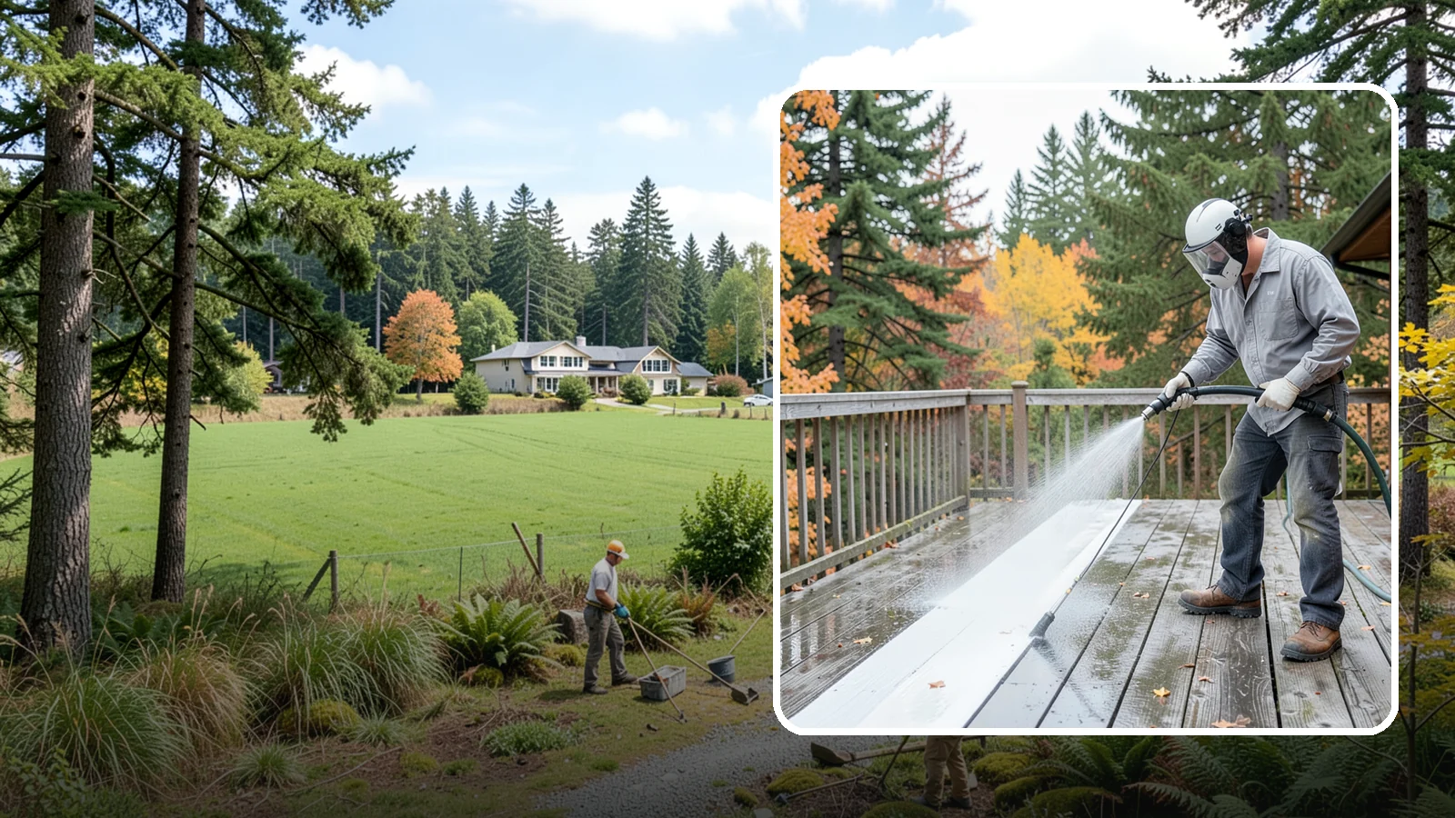 Deck Maintenance Cleaning in Lyman, Skagit County, WA - Keep a finished deck on a regular soft-wash schedule to hold off Northwest growth year over year.