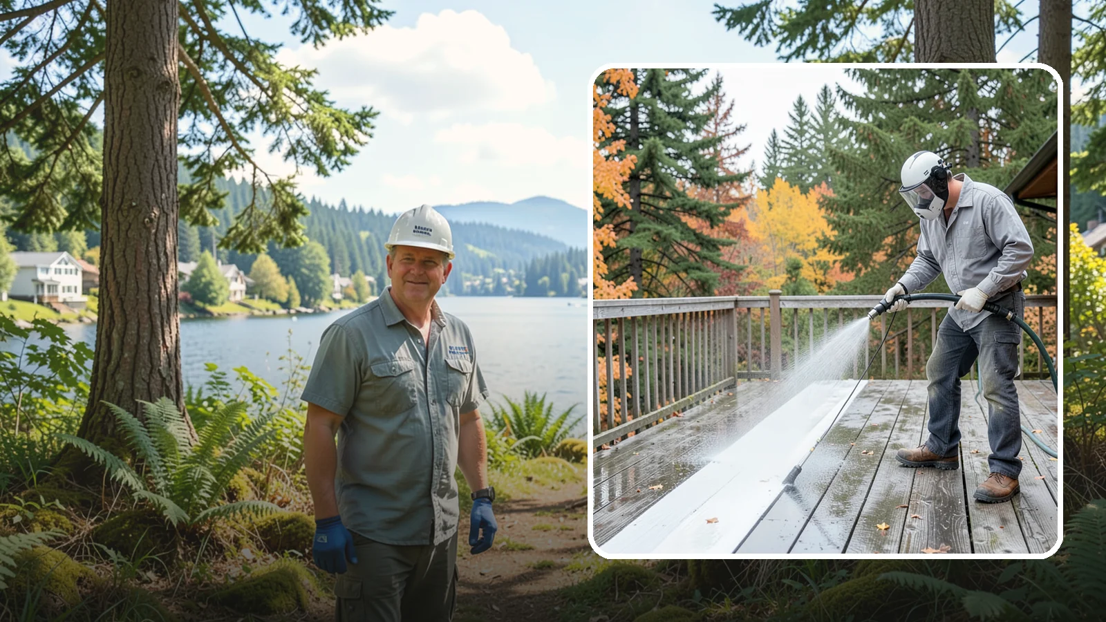 Deck Maintenance Cleaning in Milton, King County, WA - Keep a finished deck on a regular soft-wash schedule to hold off Northwest growth year over year.
