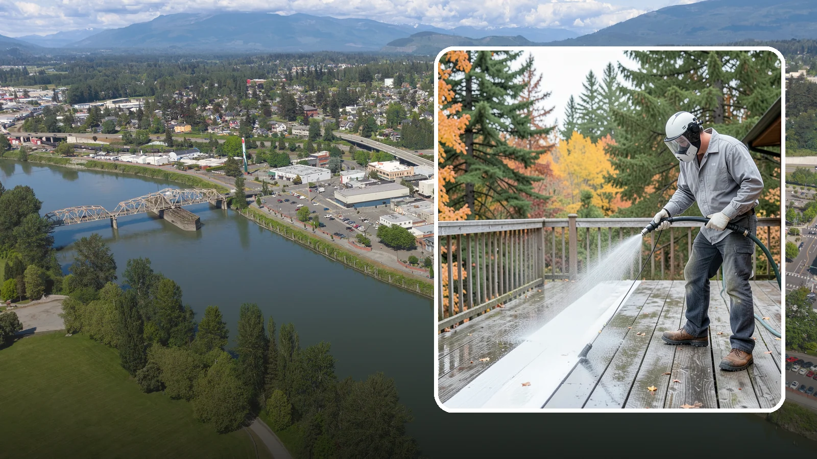 Deck Maintenance Cleaning in Mount Vernon, Skagit County, WA - Keep a finished deck on a regular soft-wash schedule to hold off Northwest growth year over year.