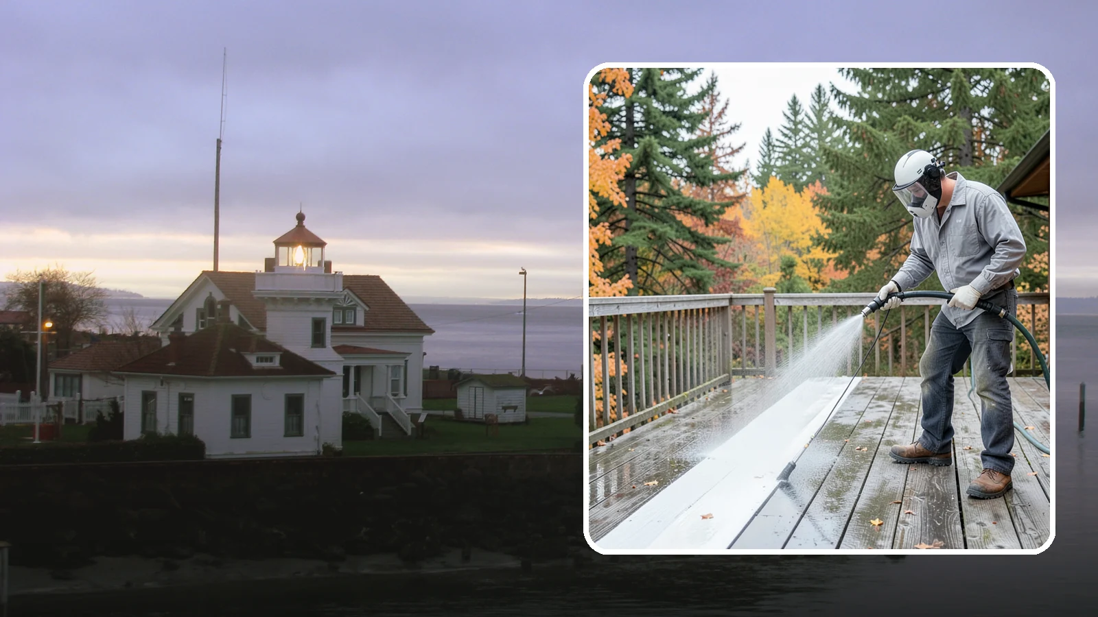 Deck Maintenance Cleaning in Mukilteo, Snohomish County, WA - Keep a finished deck on a regular soft-wash schedule to hold off Northwest growth year over year.
