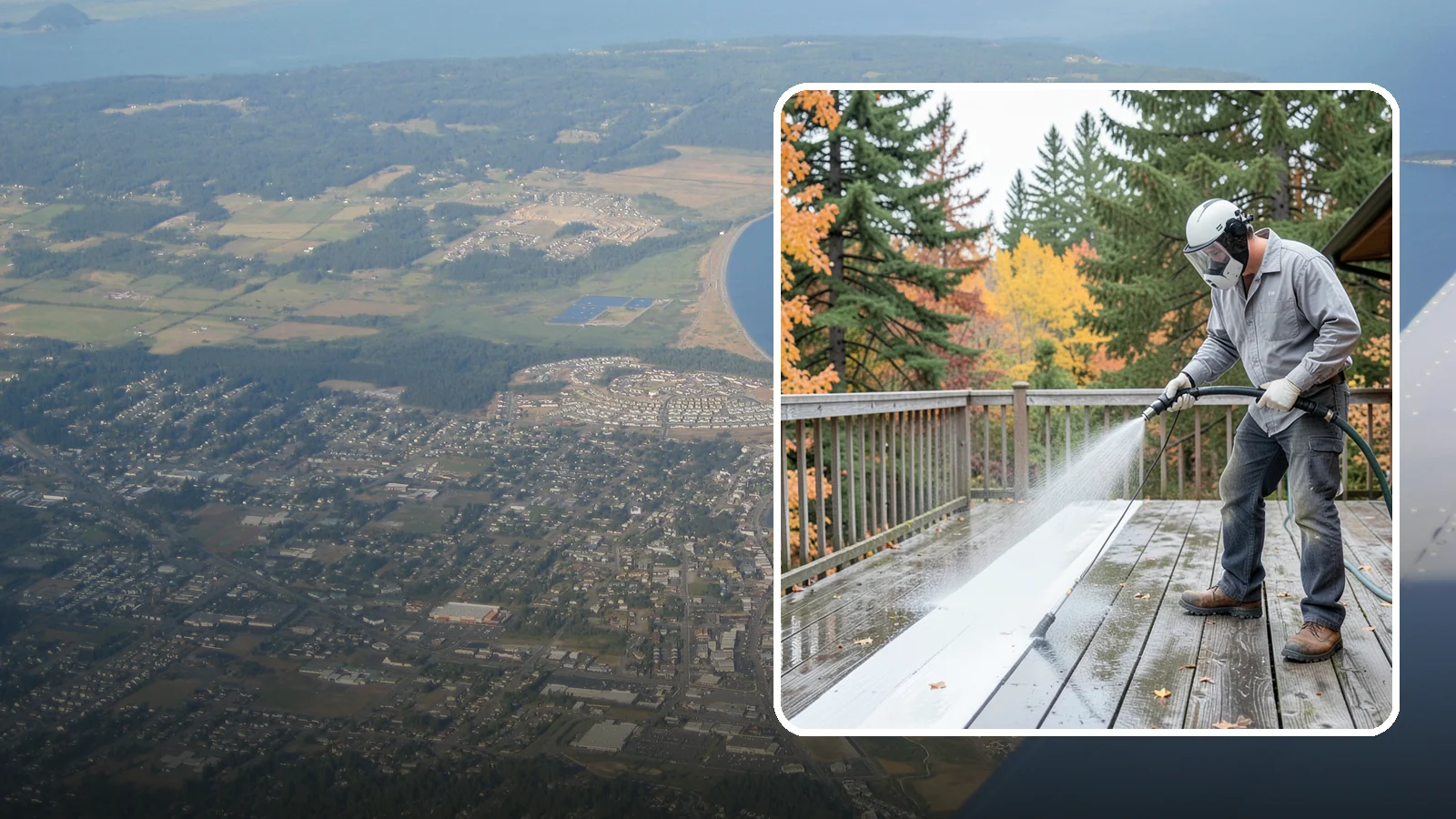 Deck Maintenance Cleaning in Oak Harbor, Island County, WA - Keep a finished deck on a regular soft-wash schedule to hold off Northwest growth year over year.