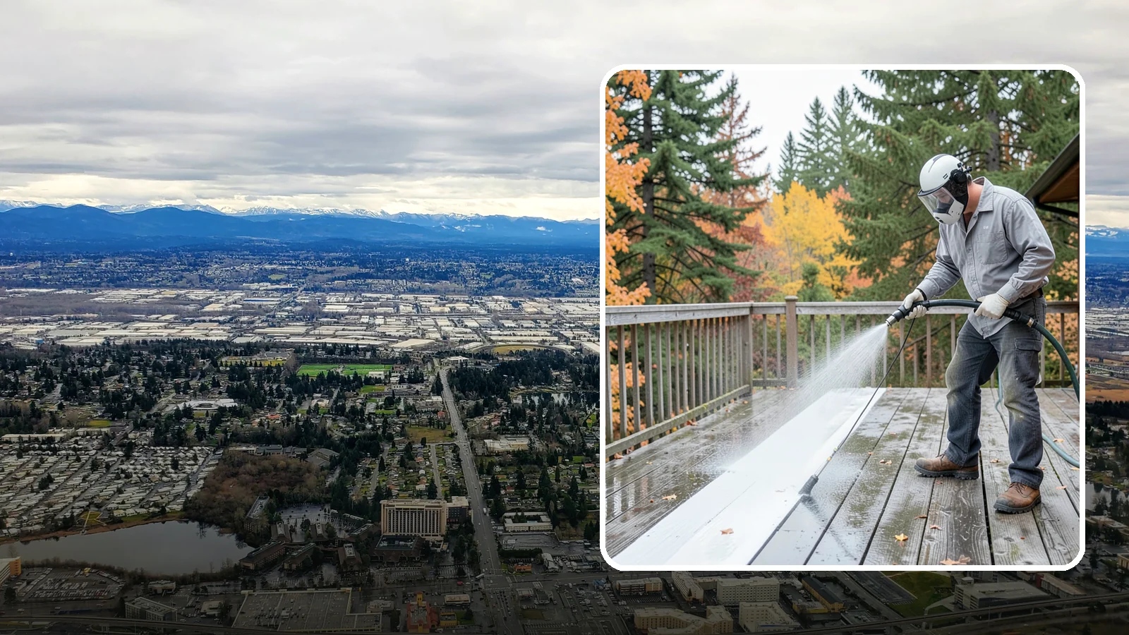 Deck Maintenance Cleaning in SeaTac, King County, WA - Keep a finished deck on a regular soft-wash schedule to hold off Northwest growth year over year.