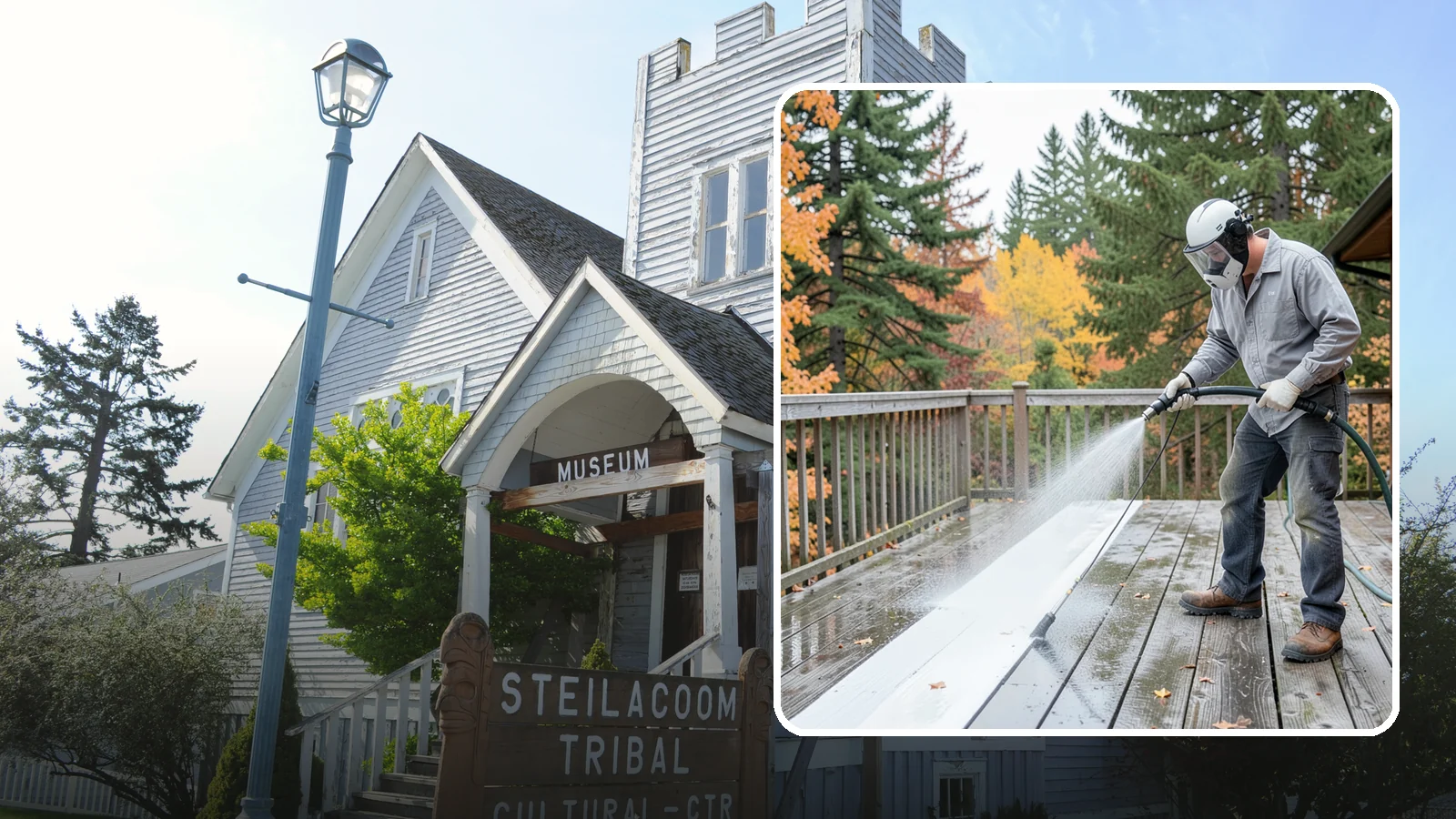Deck Maintenance Cleaning in Steilacoom, Pierce County, WA - Keep a finished deck on a regular soft-wash schedule to hold off Northwest growth year over year.