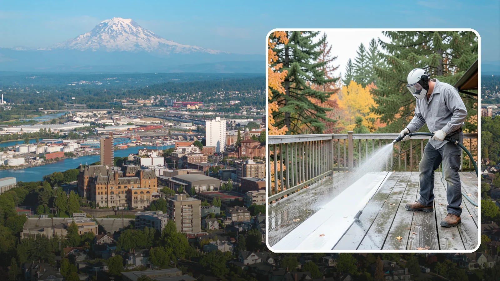 Deck Maintenance Cleaning in Tacoma, Pierce County, WA - Keep a finished deck on a regular soft-wash schedule to hold off Northwest growth year over year.