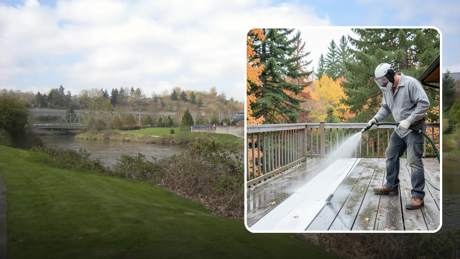 Deck Maintenance Cleaning in Tukwila, King County, WA - Keep a finished deck on a regular soft-wash schedule to hold off Northwest growth year over year.
