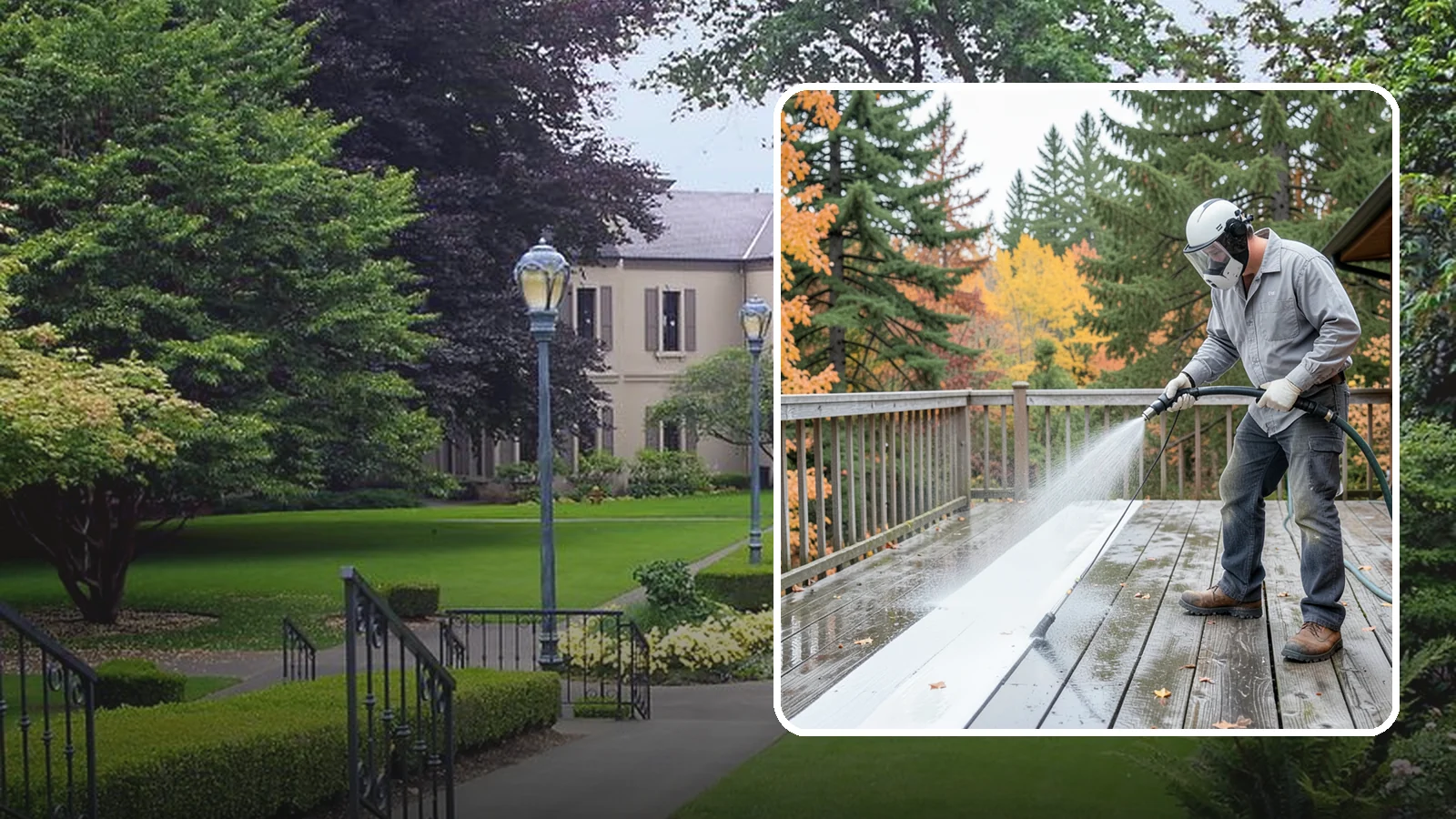 Deck Maintenance Cleaning in Woodinville, King County, WA - Keep a finished deck on a regular soft-wash schedule to hold off Northwest growth year over year.