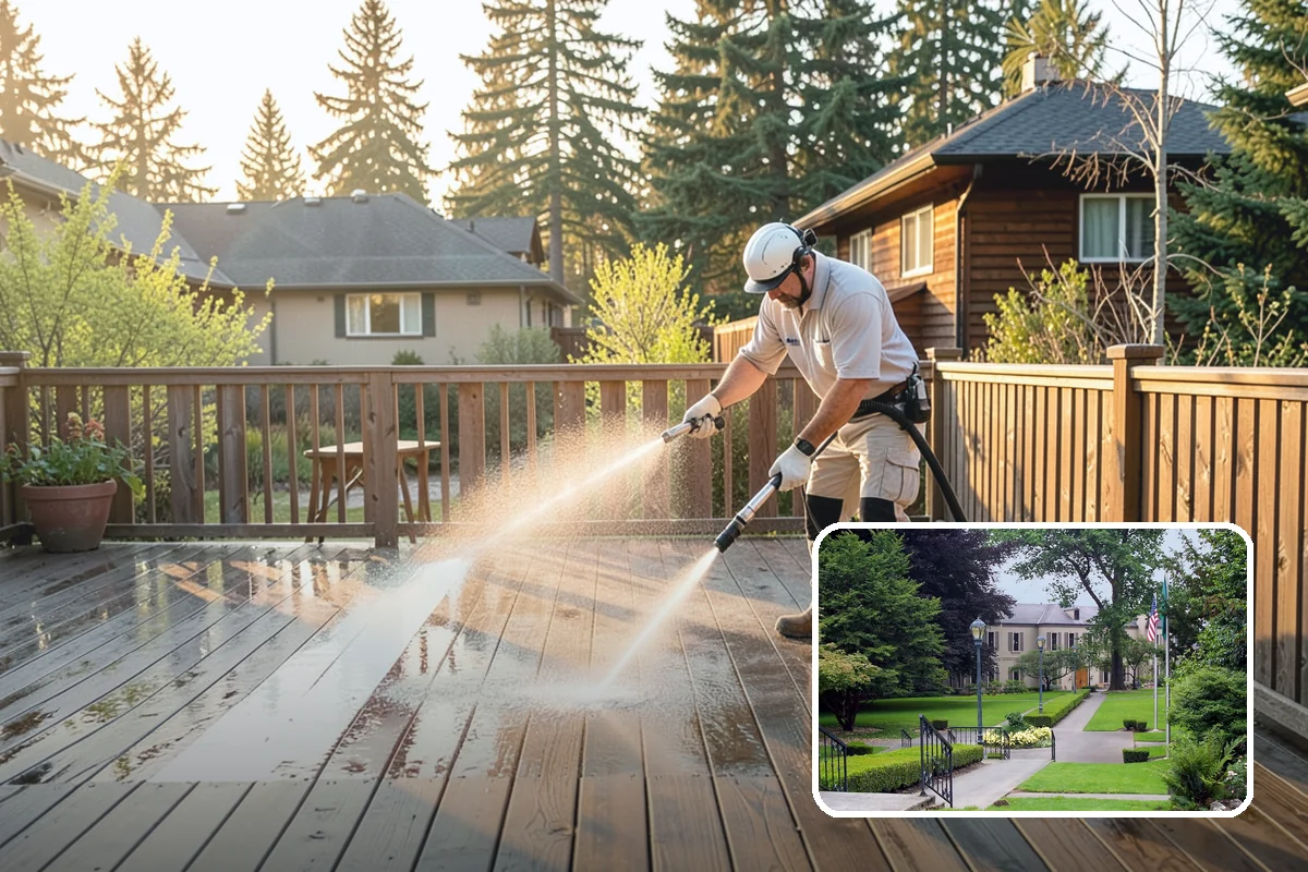 Deck Maintenance Cleaning in Woodinville, King County, WA - Keeps light growth and grime in check