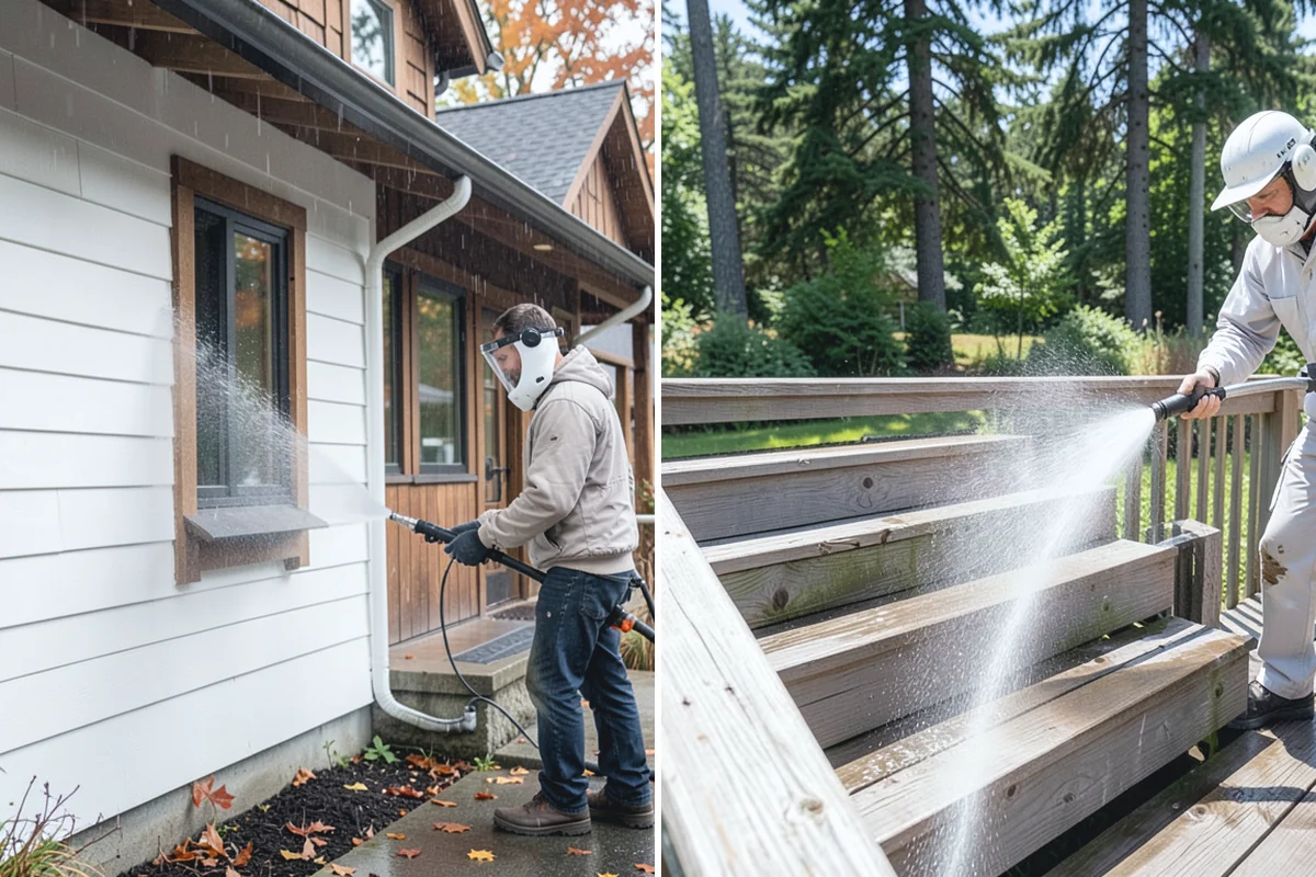 Deck Maintenance Cleaning in Woodinville, King County, WA - Clear the deck and rinse loose debris