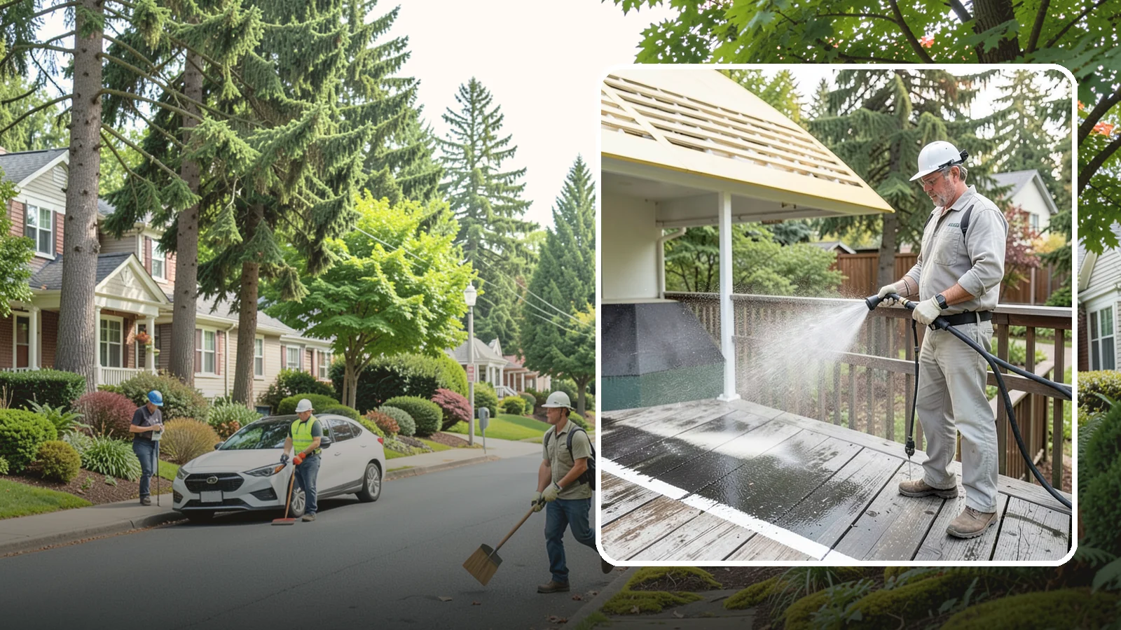 Deck Mildew Removal in Beaux Arts Village, King County, WA - Kill and remove the mildew that shaded, damp Washington decks grow between the boards.
