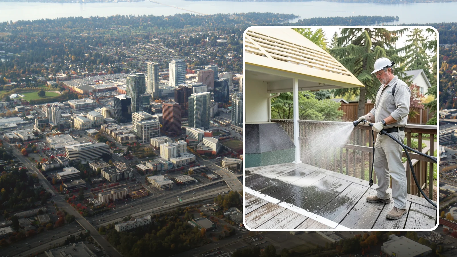 Deck Mildew Removal in Bellevue, King County, WA - Kill and remove the mildew that shaded, damp Washington decks grow between the boards.