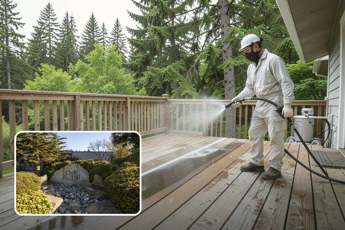 Deck Mildew Removal in Clyde Hill, King County, WA - Kills mildew at the source, not just the film