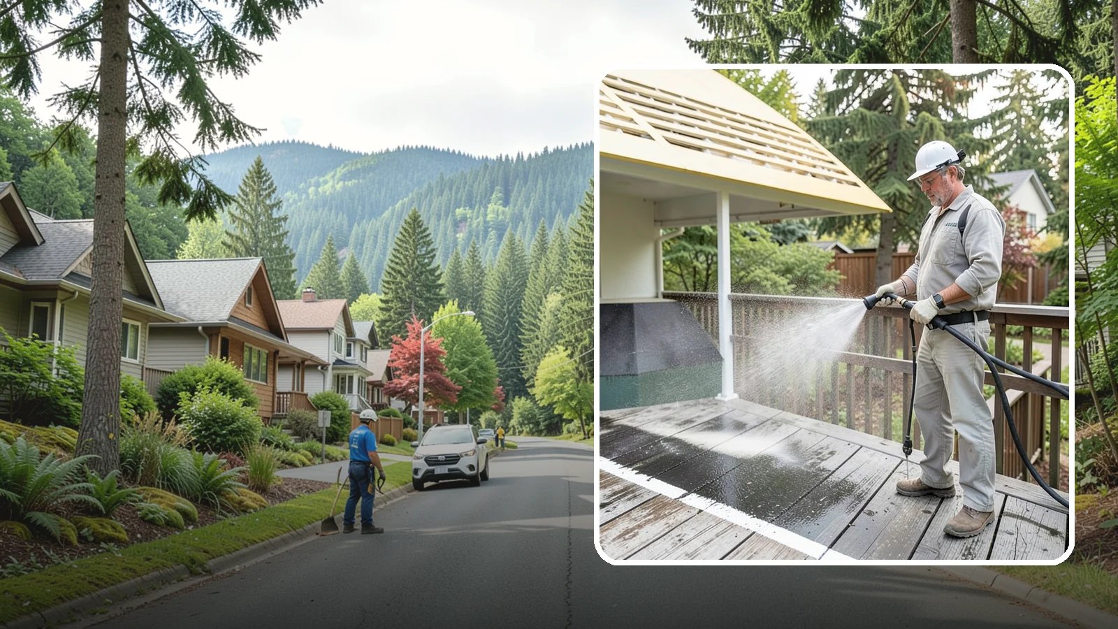 Deck Mildew Removal in Darrington, Snohomish County, WA - Kill and remove the mildew that shaded, damp Washington decks grow between the boards.