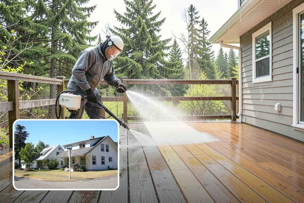 Deck Mildew Removal in DuPont, Pierce County, WA - Kills mildew at the source, not just the film