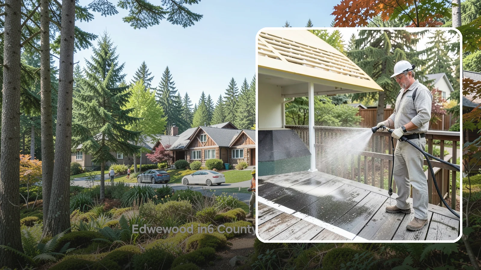 Deck Mildew Removal in Edgewood, Pierce County, WA - Kill and remove the mildew that shaded, damp Washington decks grow between the boards.
