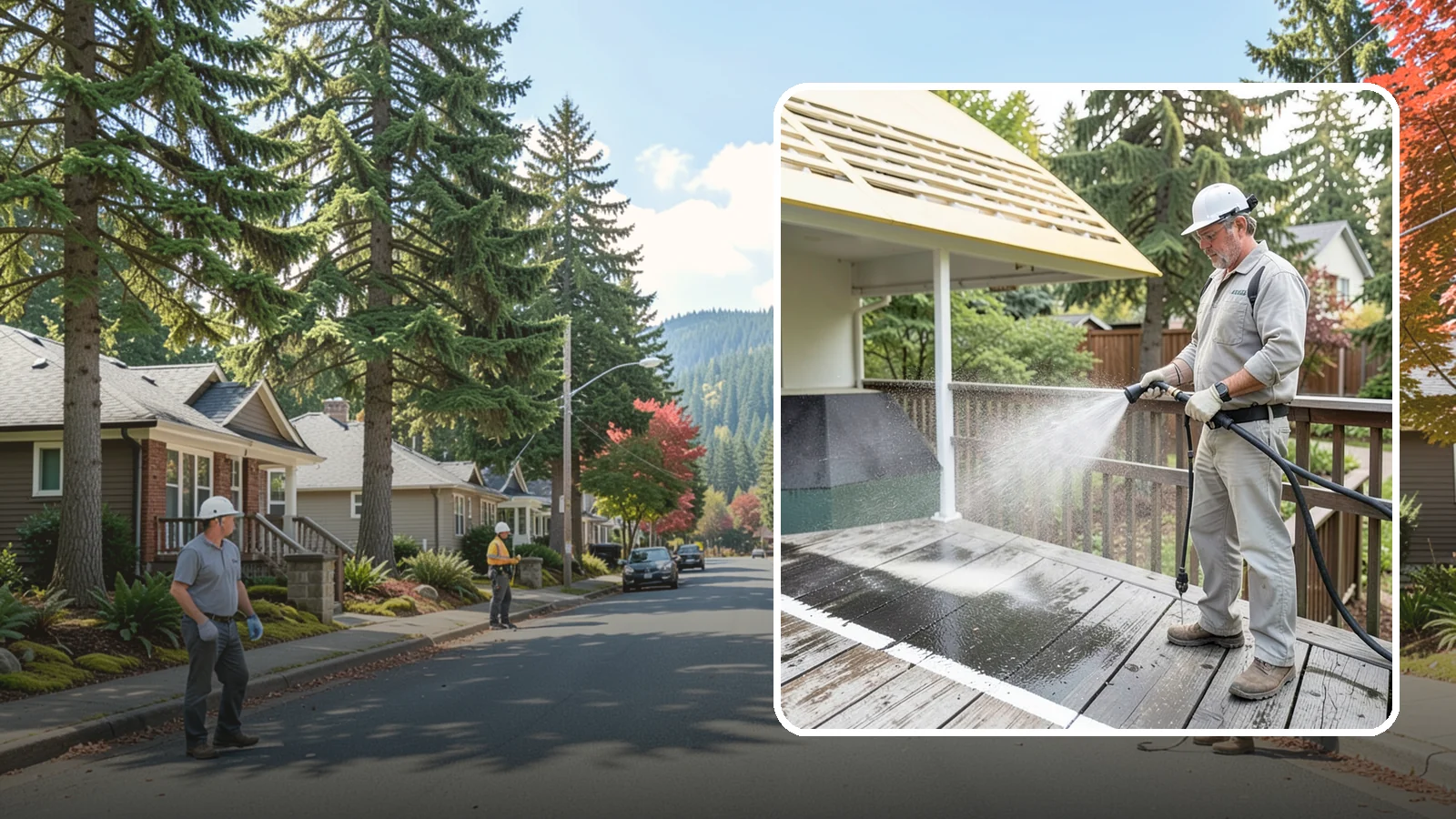 Deck Mildew Removal in Hunts Point, King County, WA - Kill and remove the mildew that shaded, damp Washington decks grow between the boards.