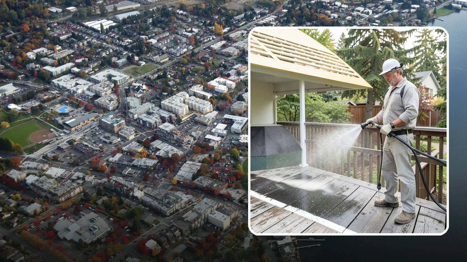Deck Mildew Removal in Kirkland, King County, WA - Kill and remove the mildew that shaded, damp Washington decks grow between the boards.