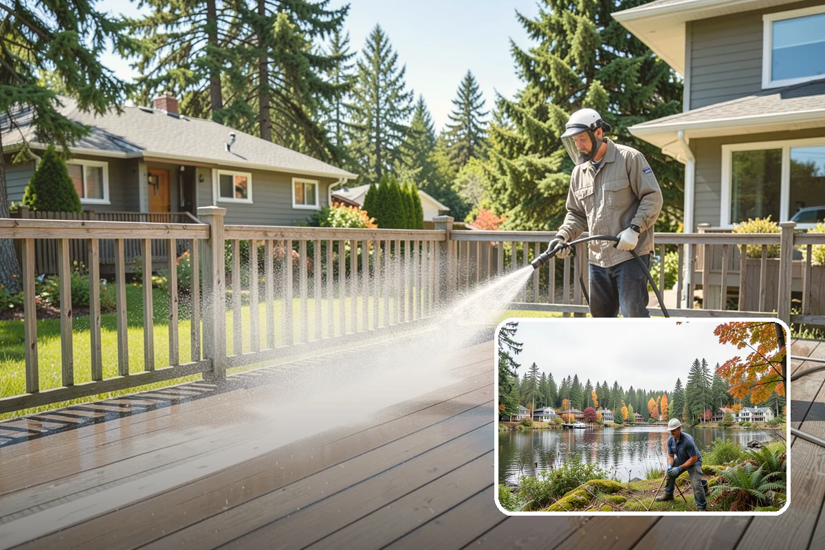 Deck Mildew Removal in La Conner, Skagit County, WA - Kills mildew at the source, not just the film