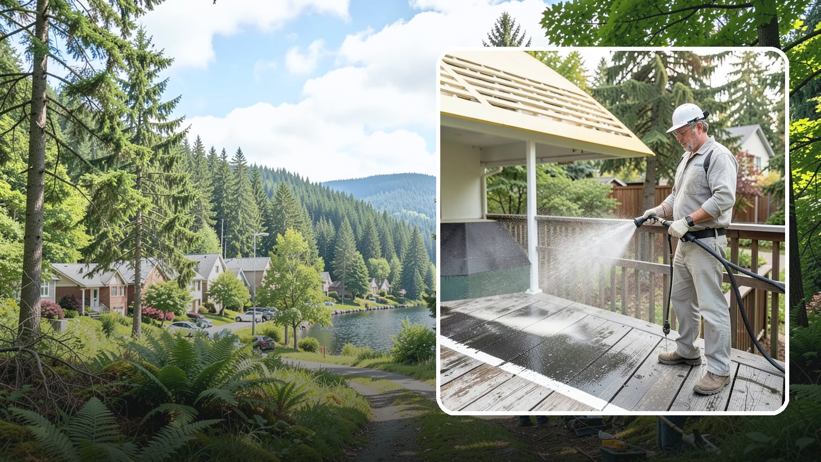 Deck Mildew Removal in Lake Forest Park, King County, WA - Kill and remove the mildew that shaded, damp Washington decks grow between the boards.