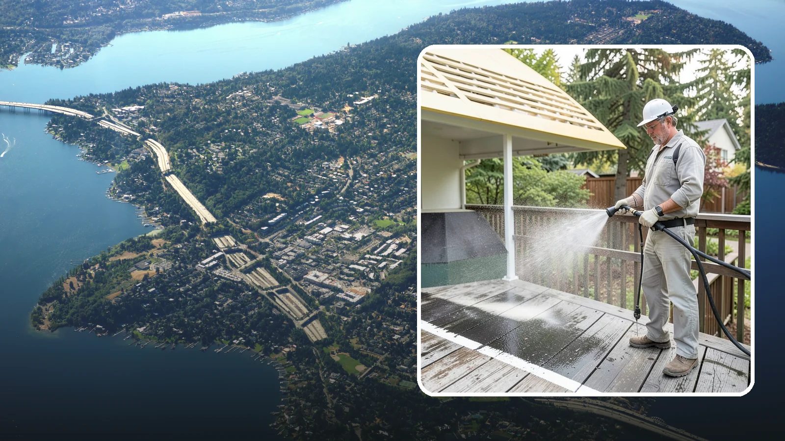 Deck Mildew Removal in Mercer Island, King County, WA - Kill and remove the mildew that shaded, damp Washington decks grow between the boards.