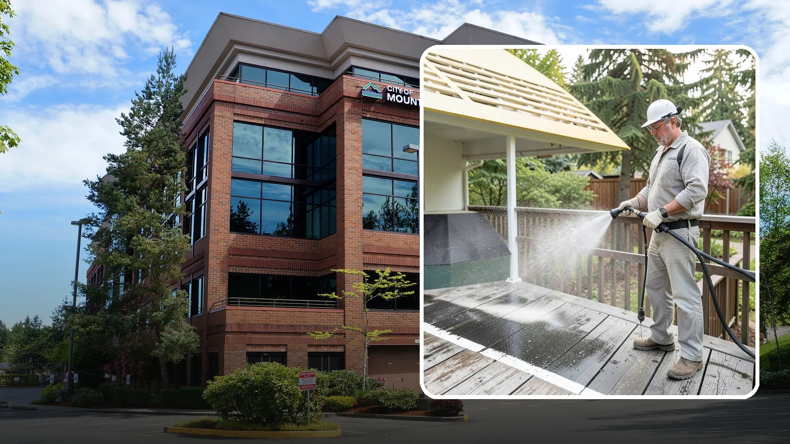 Deck Mildew Removal in Mountlake Terrace, Snohomish County, WA - Kill and remove the mildew that shaded, damp Washington decks grow between the boards.