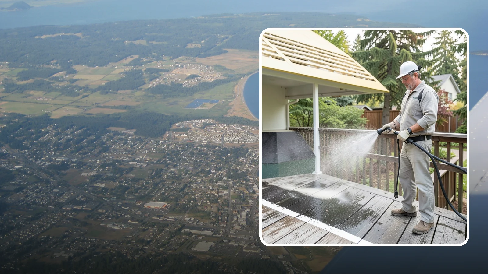 Deck Mildew Removal in Oak Harbor, Island County, WA - Kill and remove the mildew that shaded, damp Washington decks grow between the boards.