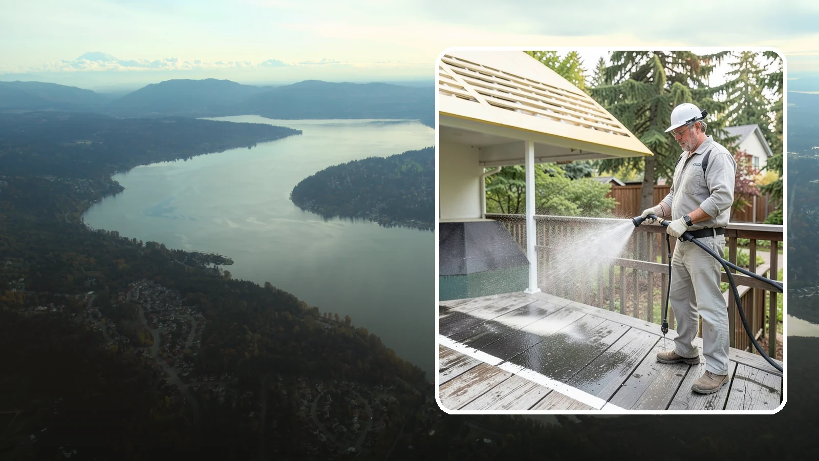 Deck Mildew Removal in Sammamish, King County, WA - Kill and remove the mildew that shaded, damp Washington decks grow between the boards.