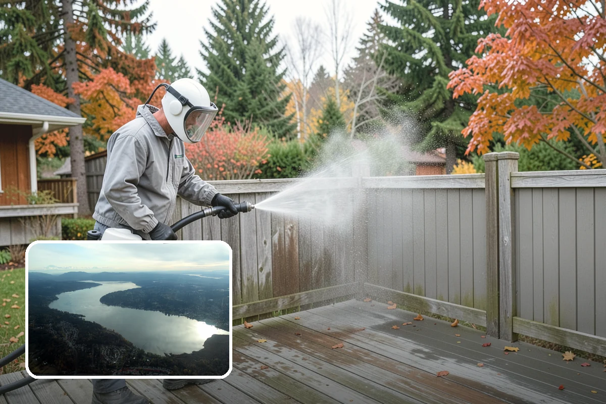 Deck Mildew Removal in Sammamish, King County, WA - Kills mildew at the source, not just the film