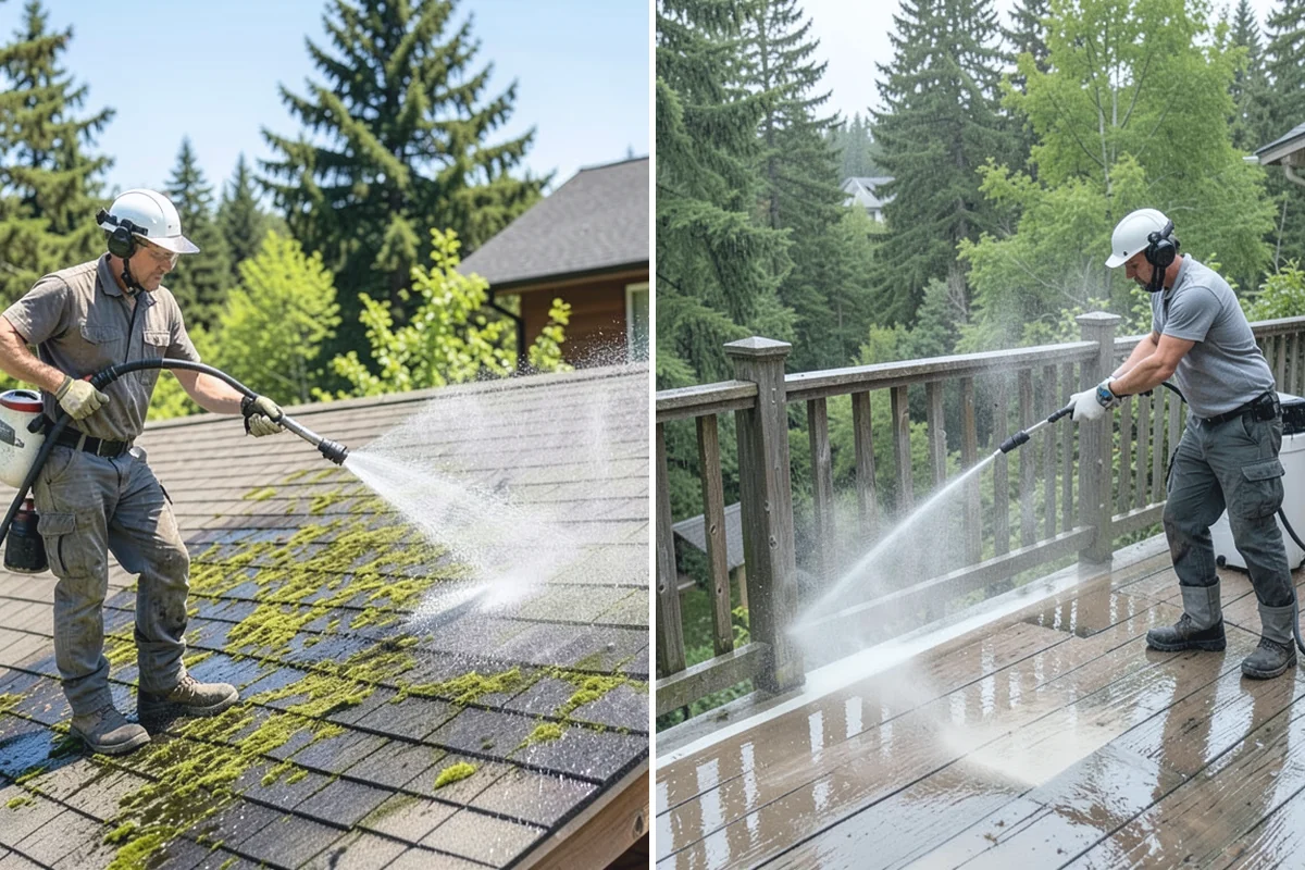 Deck Mildew Removal in South Prairie, Pierce County, WA - Apply a mildew-killing treatment to the boards