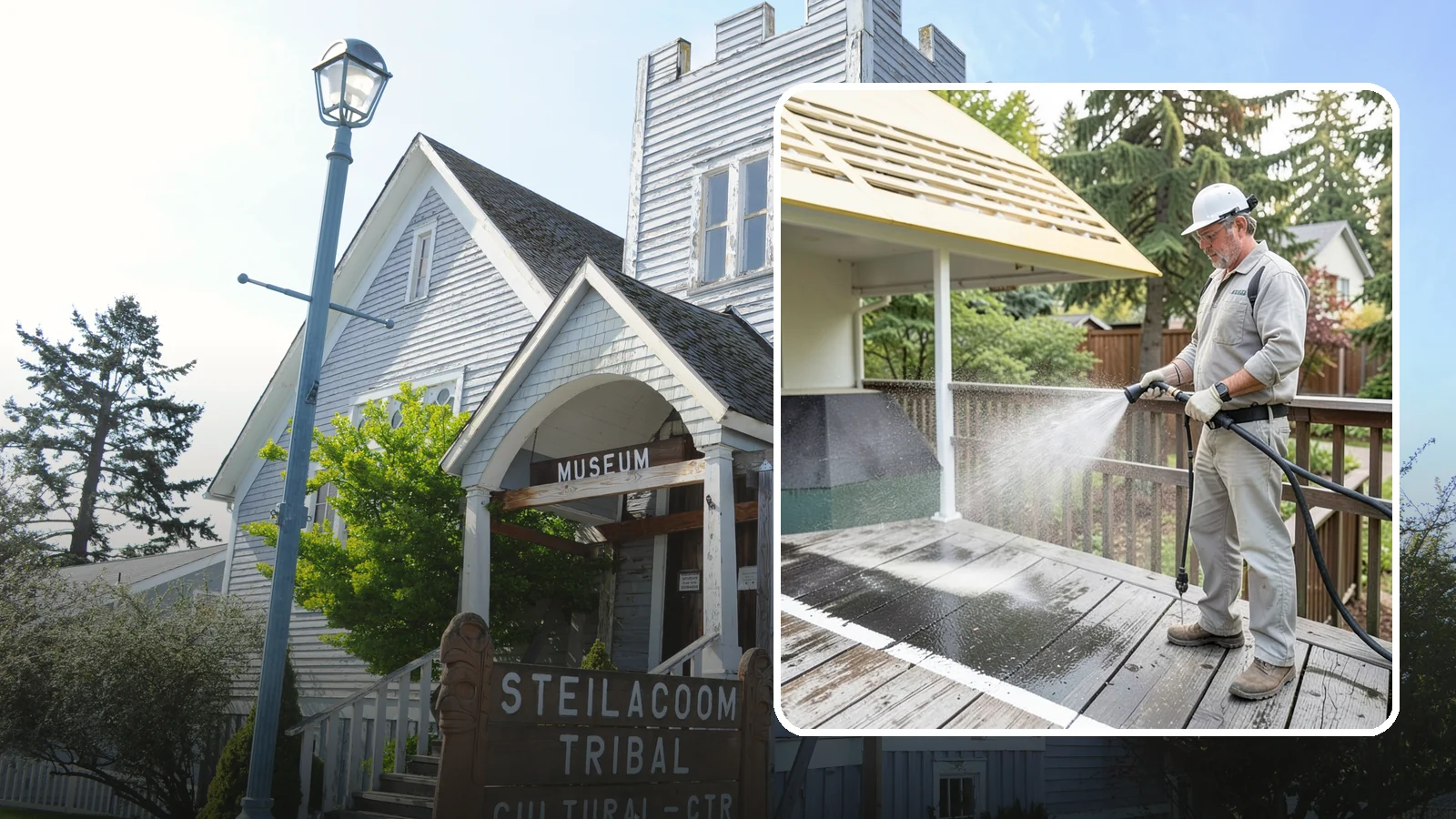 Deck Mildew Removal in Steilacoom, Pierce County, WA - Kill and remove the mildew that shaded, damp Washington decks grow between the boards.