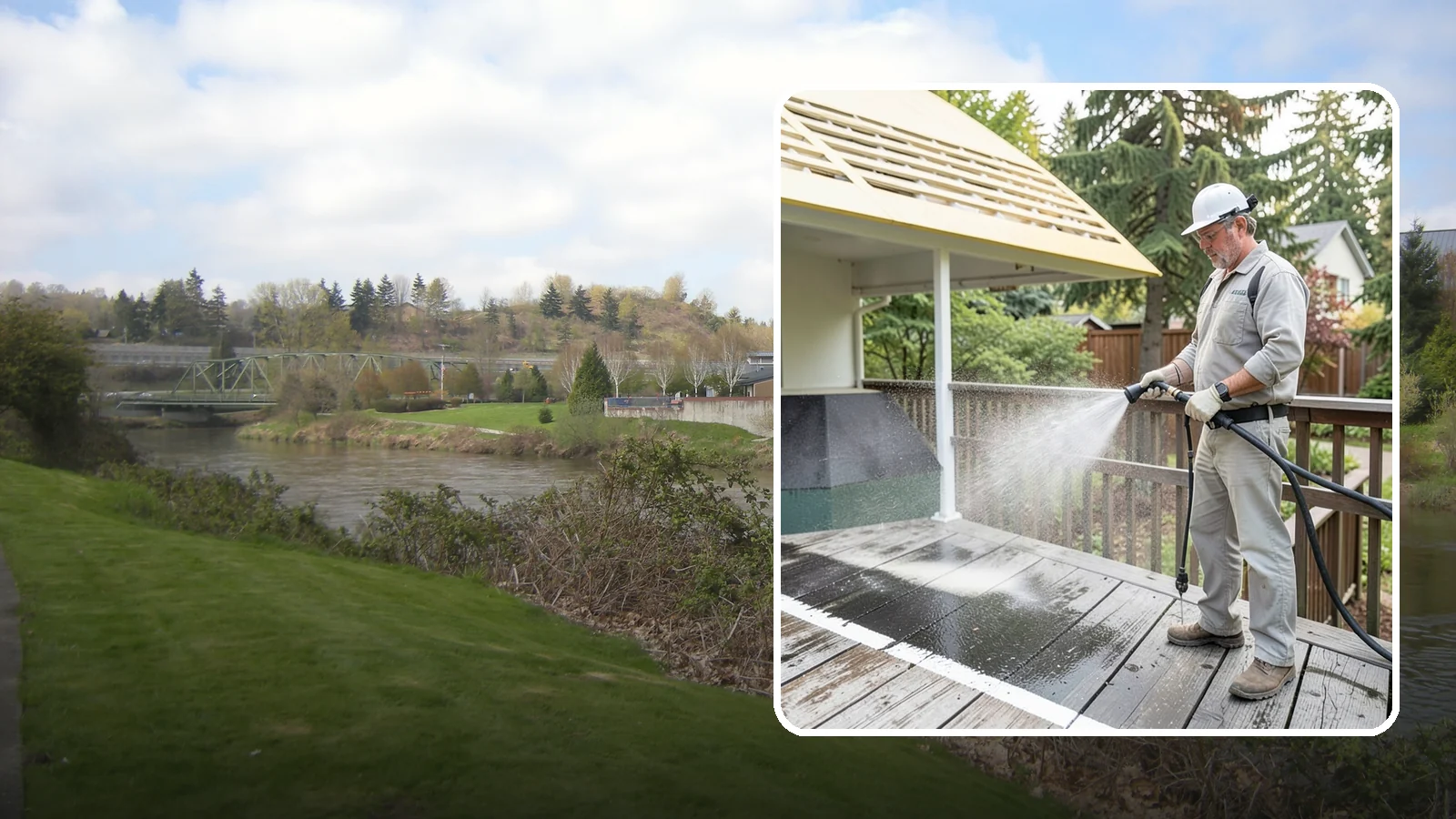 Deck Mildew Removal in Tukwila, King County, WA - Kill and remove the mildew that shaded, damp Washington decks grow between the boards.