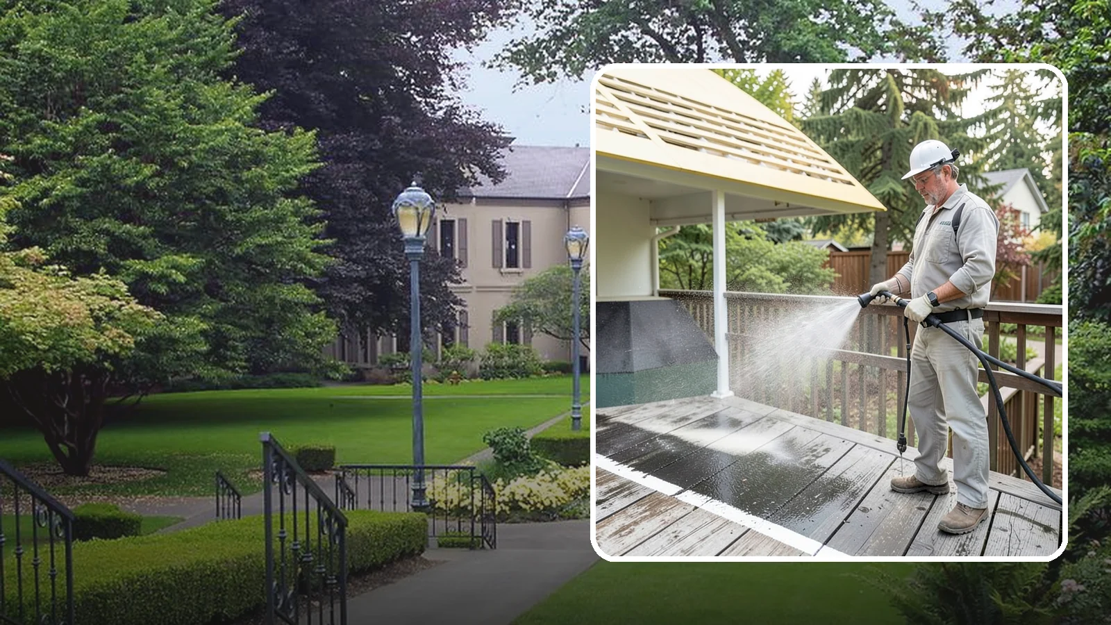 Deck Mildew Removal in Woodinville, King County, WA - Kill and remove the mildew that shaded, damp Washington decks grow between the boards.