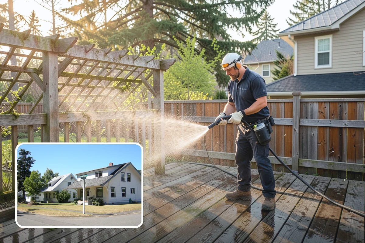 Deck Paint Removal in DuPont, Pierce County, WA - Removes peeling deck paint to sound wood