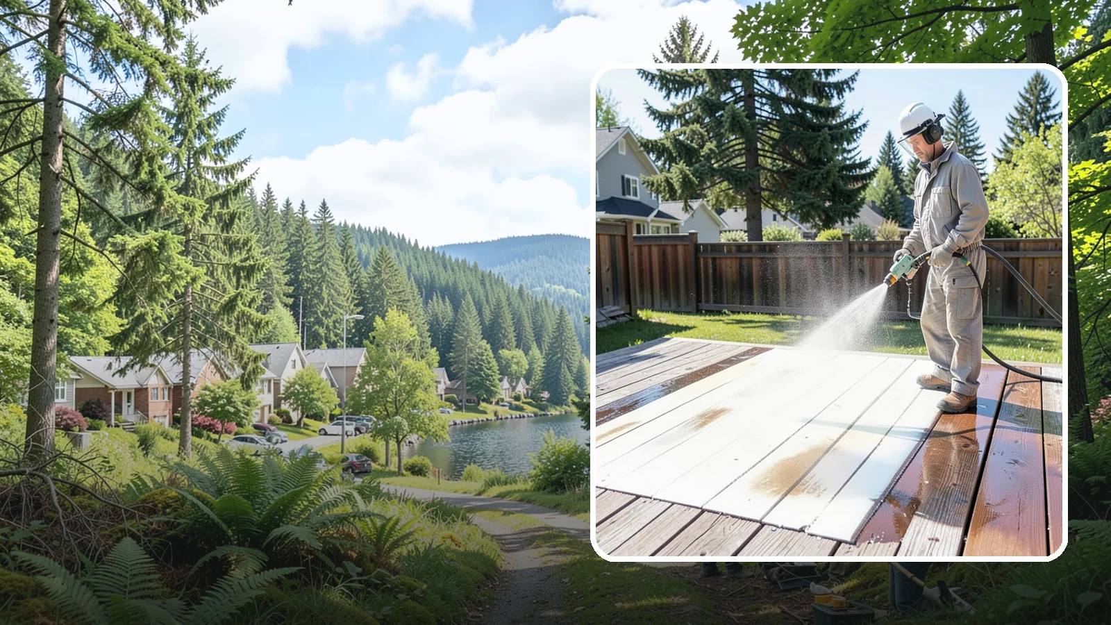 Deck Paint Removal in Lake Forest Park, King County, WA - Remove failing deck paint to expose sound wood for a proper refinish or restain.