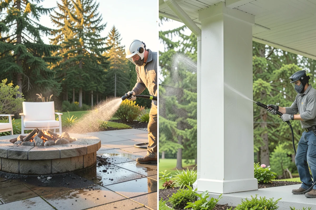 Deck Railing Cleaning in Anacortes, Skagit County, WA - Protect the deck floor and nearby plants