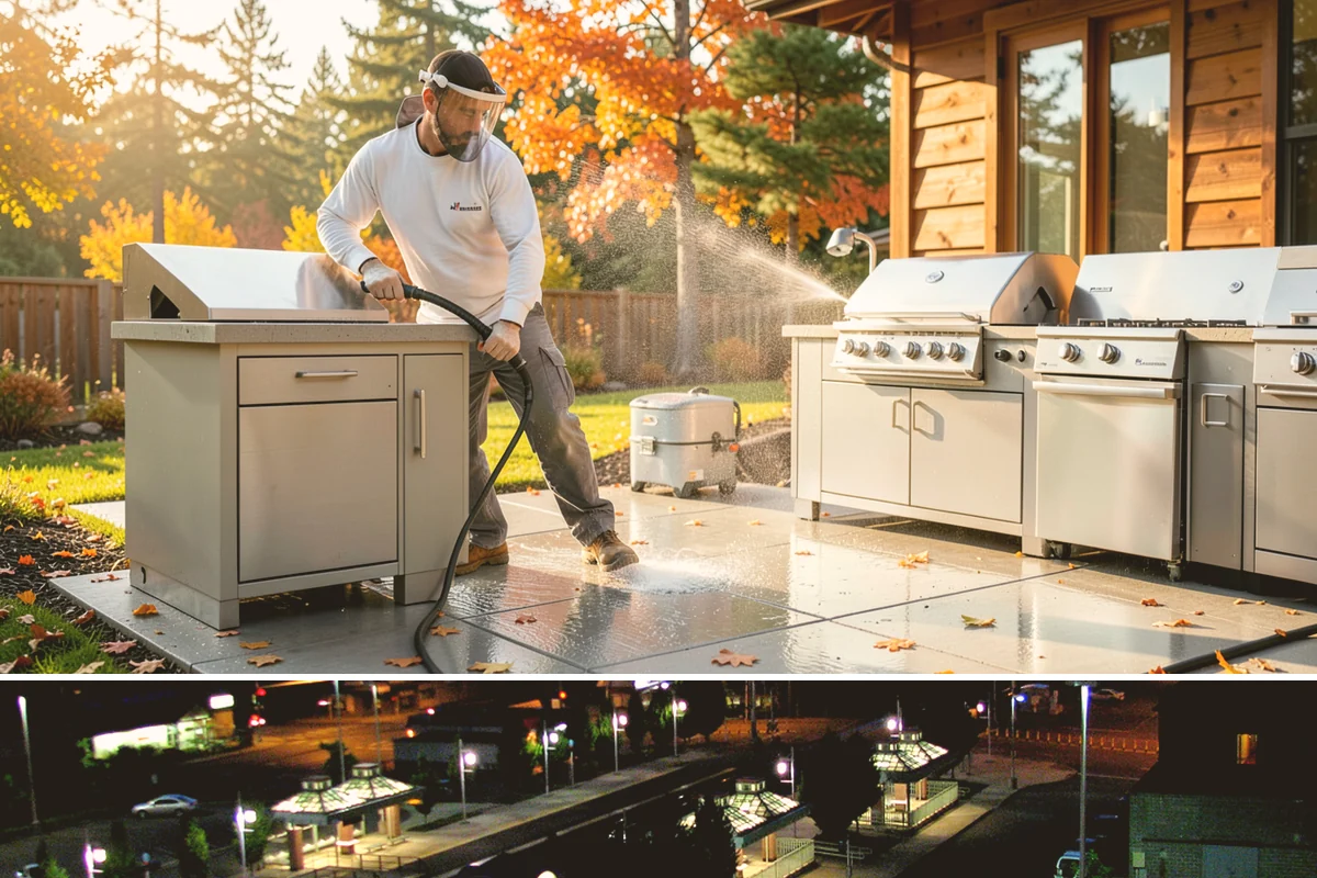 Deck Railing Cleaning in Auburn, King County, WA - Clean deck railings alongside the deck floor in dry summer weather for an even finish.