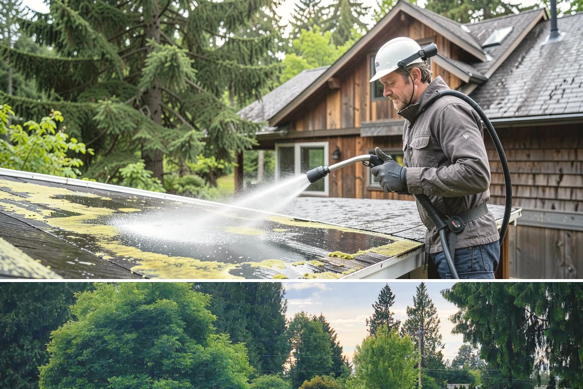 Deck Railing Cleaning in Bonney Lake, Pierce County, WA - Clean deck railings alongside the deck floor in dry summer weather for an even finish.