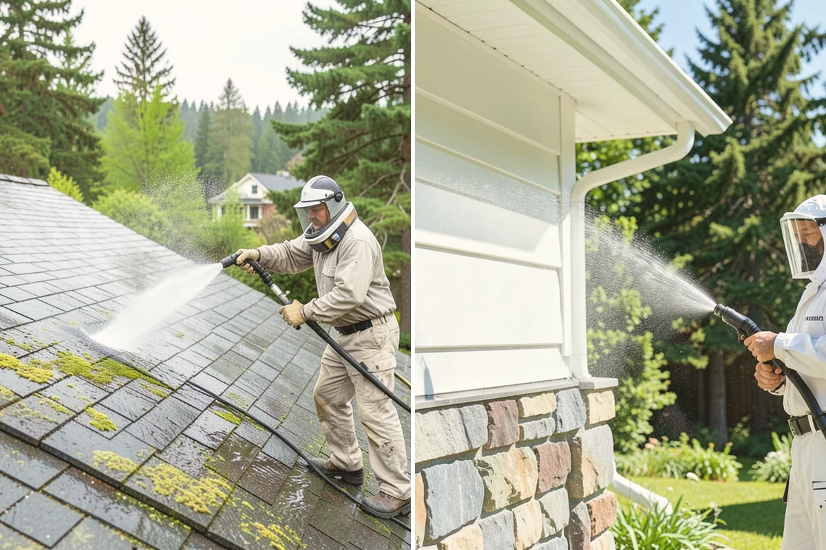 Deck Railing Cleaning in Bothell, King County, WA - Protect the deck floor and nearby plants